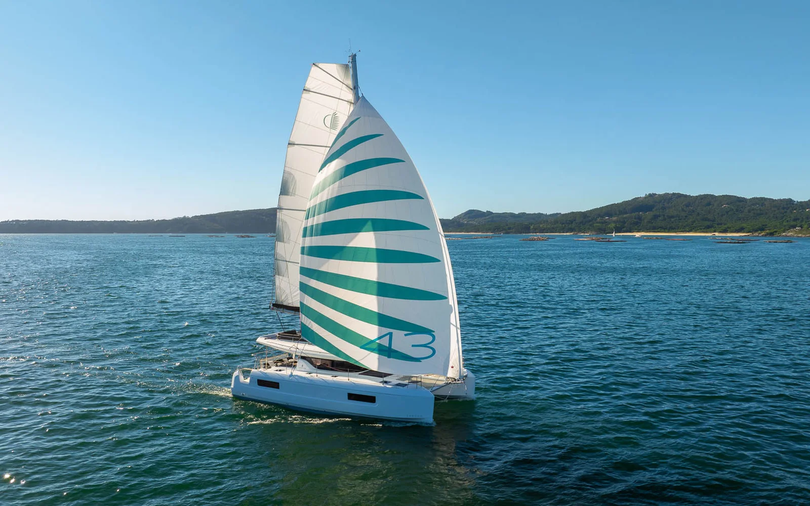 Lagoon 43 sailing from the official model page